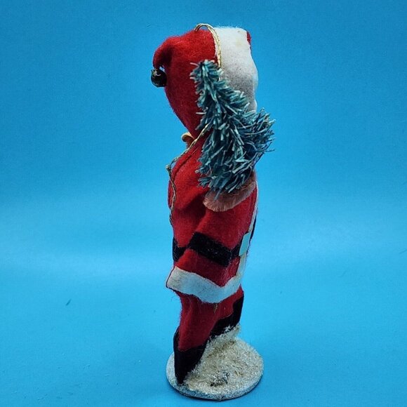 1950s Santa Claus Ornament Japan Red Felt Delta Novelty Bottle Brush Tree - Picture 5 of 10